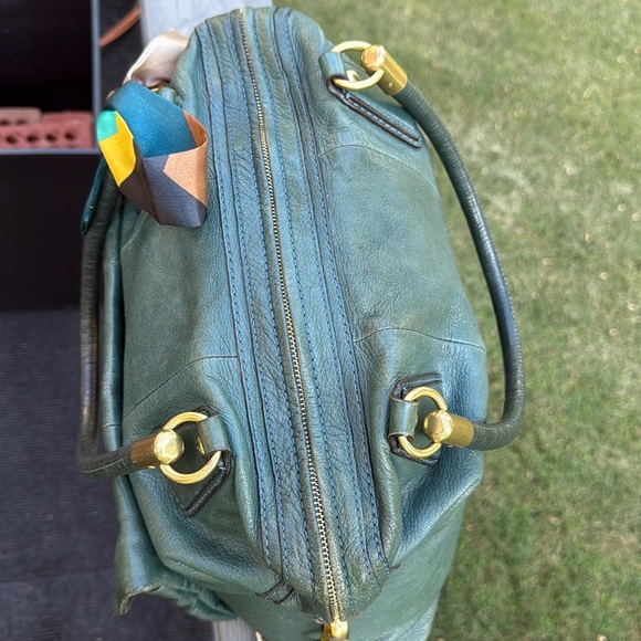 Coach Kristen (14223) Green Leather Hobo Satchel Shoulder Bag (w/twilly)(EUC) - Picture 5 of 17